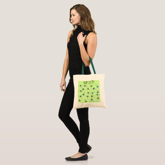 kikkercollage tote bag (Voorkant (model))