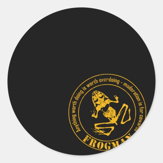 Kikkerduiker in nood ronde sticker (Voorkant)