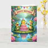 Kikkerfeestkaart met Stippen Kaart (Gele Bloem)