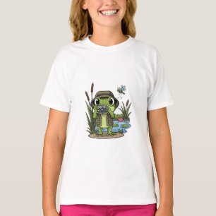 Kikkerfotograaf bij vijver met camera kinderen t-shirt