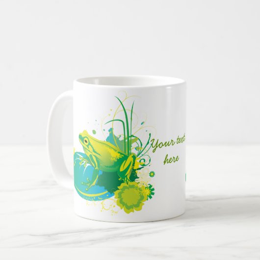 Kikkergeel groen aangepaste mok (Voorkant links)