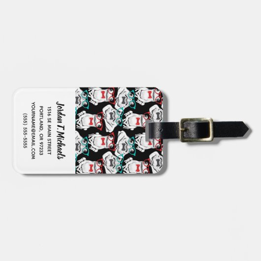 Kikkerglazen patroon | Jouw namen toevoegen Bagagelabel (Voorkant horizontaal)