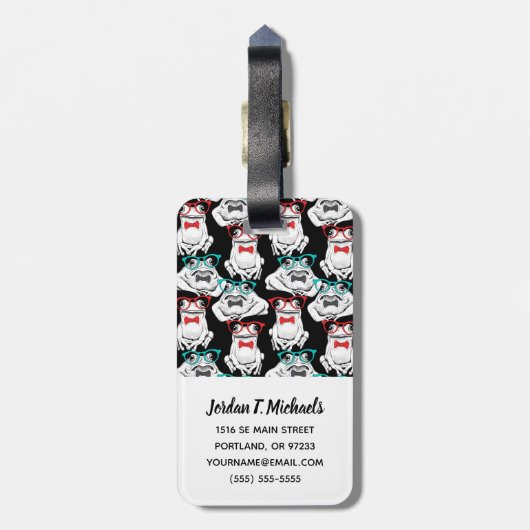 Kikkerglazen patroon | Jouw namen toevoegen Bagagelabel (Achterkant verticaal)