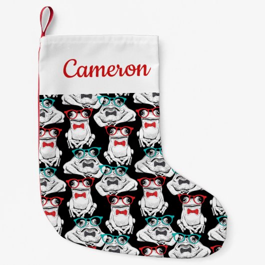 Kikkerglazen patroon | Jouw namen toevoegen Kleine Kerstsok (Voorkant)
