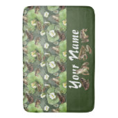 Kikkergroen en wit waterlelingenpatroon badmat (Voorkant Verticaal)