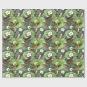 Kikkergroen en wit waterlelingenpatroon cadeaupapier (Vlak)