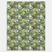 Kikkergroen en wit waterlelingenpatroon fleece deken (Voorkant)