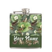 Kikkergroen en wit waterlelingenpatroon heupfles (Voorkant)