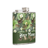 Kikkergroen en wit waterlelingenpatroon heupfles (Rechts)