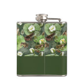 Kikkergroen en wit waterlelingenpatroon heupfles (Achterkant)