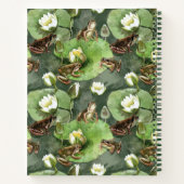Kikkergroen en wit waterlelingenpatroon notitieboek (Achterkant)