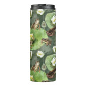 Kikkergroen en wit waterlelingenpatroon thermosbeker (Achterkant)