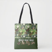 Kikkergroen en wit waterlelingenpatroon tote bag (Voorkant)