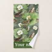 Kikkergroen en witte waterlib bad handdoek (Handdoek)