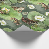 Kikkergroen en witte waterlib cadeaupapier (Hoek)