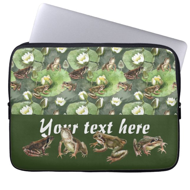 Kikkergroen en witte waterlib Electronics Bag Laptop Sleeve (Voorkant)