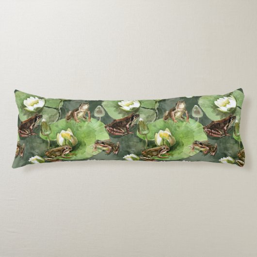 Kikkergroen en witte waterlio's lichaamskussen (Voorkant)