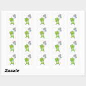 Kikkergroene ballonnen Funny Animals Kinder Vierkante Sticker (Vel)