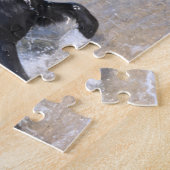 Kikkerhond | Zwarte labrador Splashing in water Legpuzzel (Zijkant)