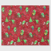 Kikkerkerst — Schattige Red Frog Xmas Party Cadeaupapier (Vlak)