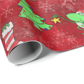 Kikkerkerst — Schattige Red Frog Xmas Party Cadeaupapier (Rol Hoek)