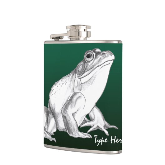 Kikkerkolf, speciaal voor kikkerbilletjes ontworpe heupfles (Links)