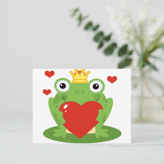 Kikkerkoning met hart briefkaart (Staand voorkant)