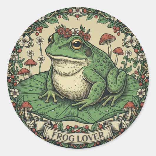 Kikkerliefhebber Cottagecore Ronde Sticker (Voorkant)