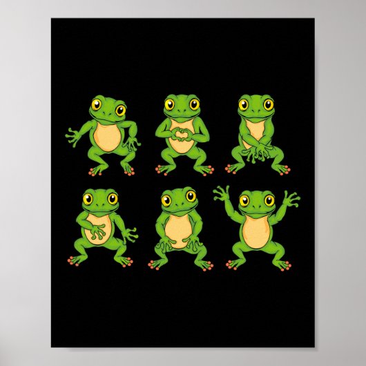 Kikkerliefhebber Kinder Schattigee Dansende Kikker Poster (Voorkant)