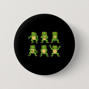 Kikkerliefhebber Kinder Schattigee Dansende Kikker Ronde Button 5,7 Cm