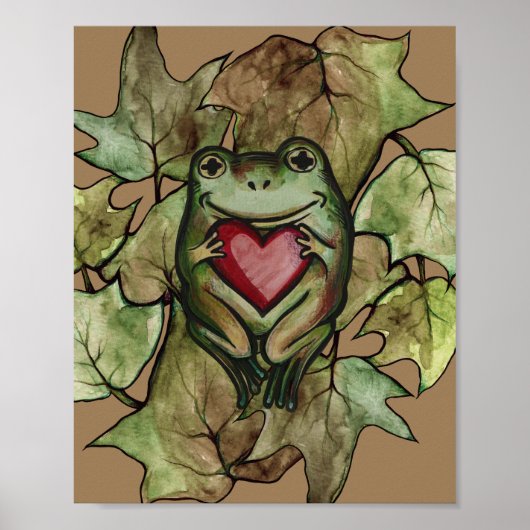 Kikkerminnaar kunst leuke kikkers en hart poster (Voorkant)