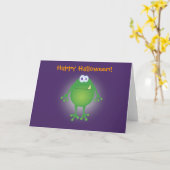 kikkermonster met achtergrond, Happy Halloween! Kaart (Gele Bloem)