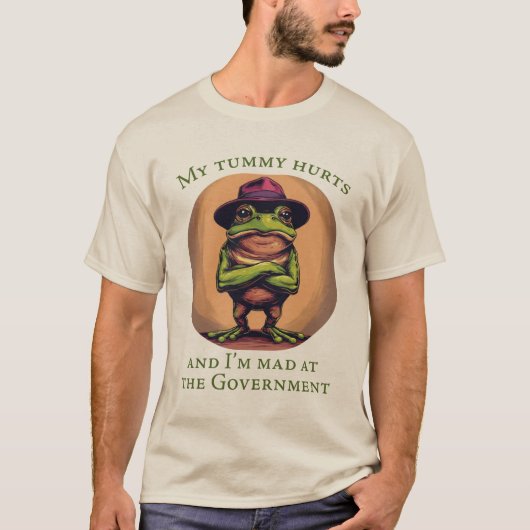 Kikkerontwerp met buikpijn t-shirt (Voorkant)