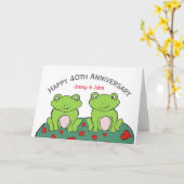 Kikkerpaar 40e robijn bruiloft jubileum kaart (Gele Bloem)