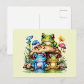 Kikkerpaddenstoel en kikker briefkaart (Voorkant / Achterkant)