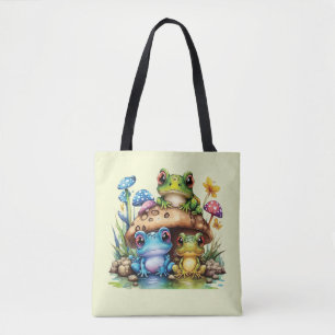 Kikkerpaddenstoel en kikker tote bag