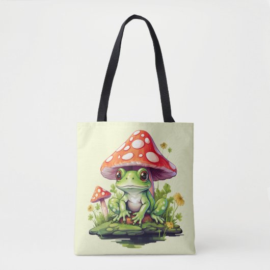 Kikkerpaddenstoel en kikker tote bag (Voorkant)