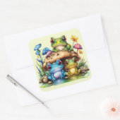 Kikkerpaddenstoel en kikker vierkante sticker (Envelop)