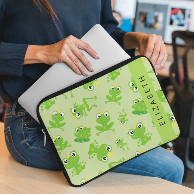 Kikkerpatroon, Groene kikkers, Kikkerprins, Jouw n Laptop Sleeve (Creator heeft geüpload)