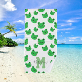 Kikkerpatroon monogram wildlife Beach Badhanddoek