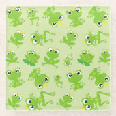 Kikkerpatroon, stekkikkers, groene kikkers, kikker glazen onderzetter (Voorkant)