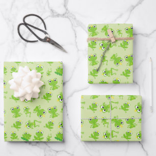 Kikkerpatroon, stekkikkers, groene kikkers, kikker inpakpapier vel