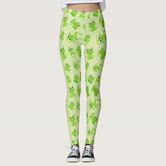 Kikkerpatroon, stekkikkers, groene kikkers, kikker leggings (Voorkant)