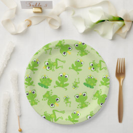 Kikkerpatroon, stekkikkers, groene kikkers, kikker papieren bordje
