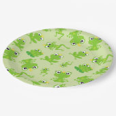 Kikkerpatroon, stekkikkers, groene kikkers, kikker papieren bordje (Gekanteld)