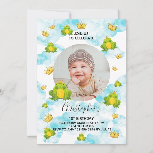 Kikkerprins 1e verjaardag kaart (Voorkant)