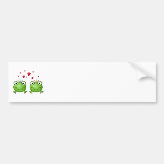 Kikkerprins en Kikkerprinses, met hart. Bumpersticker (Voorkant)