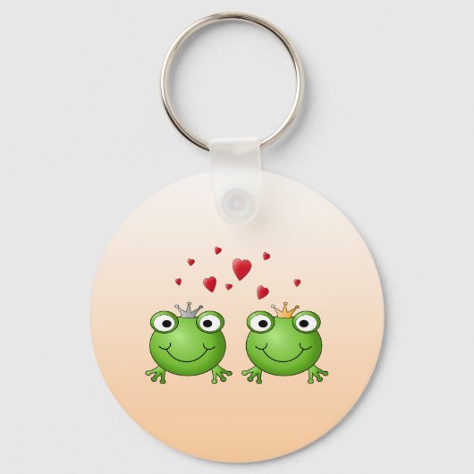 Kikkerprins en Kikkerprinses, met hart. Sleutelhanger (Voorkant)