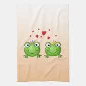 Kikkerprins en Kikkerprinses, met hart. Theedoek (Verticaal)
