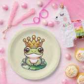 Kikkerprins in Gold Crown Baby shower Verjaardag Papieren Bordje (Feest)